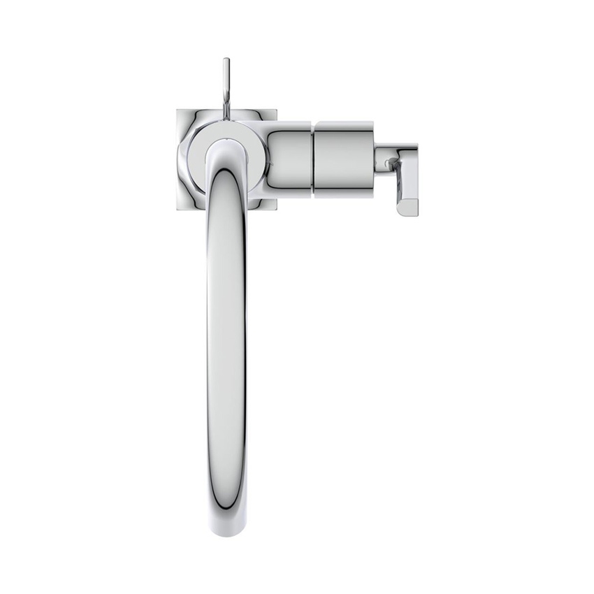 Immagine di Ideal Standard JOY NEO miscelatore monocomando H.31 cm per lavabo, con maniglia lineare laterale, con scarico, con bocca girevole, finitura cromo BD149AA