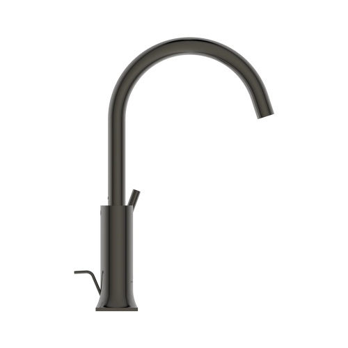 Immagine di Ideal Standard JOY NEO miscelatore monocomando H.31 cm per lavabo, con maniglia lineare laterale, con scarico, con bocca girevole, finitura magnetic grey BD149A5