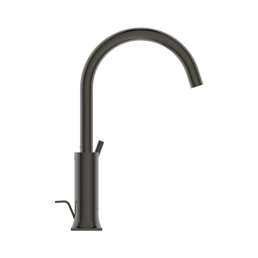 Immagine di Ideal Standard JOY NEO miscelatore monocomando H.31 cm per lavabo, con maniglia lineare laterale, con scarico, con bocca girevole, finitura magnetic grey BD149A5