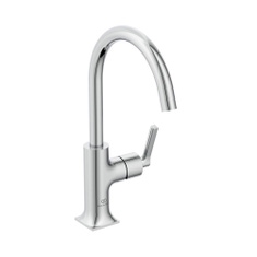 Immagine di Ideal Standard JOY NEO miscelatore monocomando H.31 cm per lavabo, con maniglia lineare laterale, senza scarico, con bocca girevole, finitura cromo BD150AA