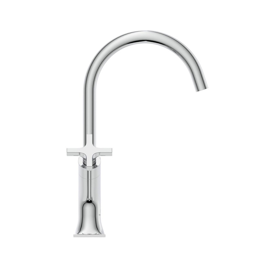 Immagine di Ideal Standard JOY NEO miscelatore monocomando per lavabo, con maniglia a croce, senza scarico, con bocca girevole, finitura cromo BD152AA