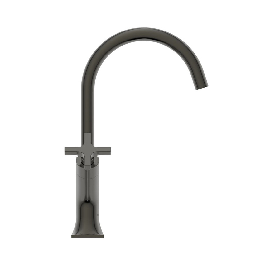 Immagine di Ideal Standard JOY NEO miscelatore monocomando per lavabo, con maniglia a croce, senza scarico, con bocca girevole, finitura magnetic grey BD152A5