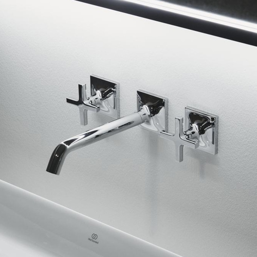 Immagine di Ideal Standard JOY NEO miscelatore a due leve per installazione a parete, con maniglia a croce, finitura cromo BD153AA