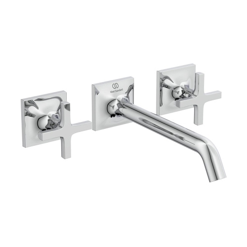 Immagine di Ideal Standard JOY NEO miscelatore a due leve per installazione a parete, con maniglia a croce, finitura cromo BD153AA