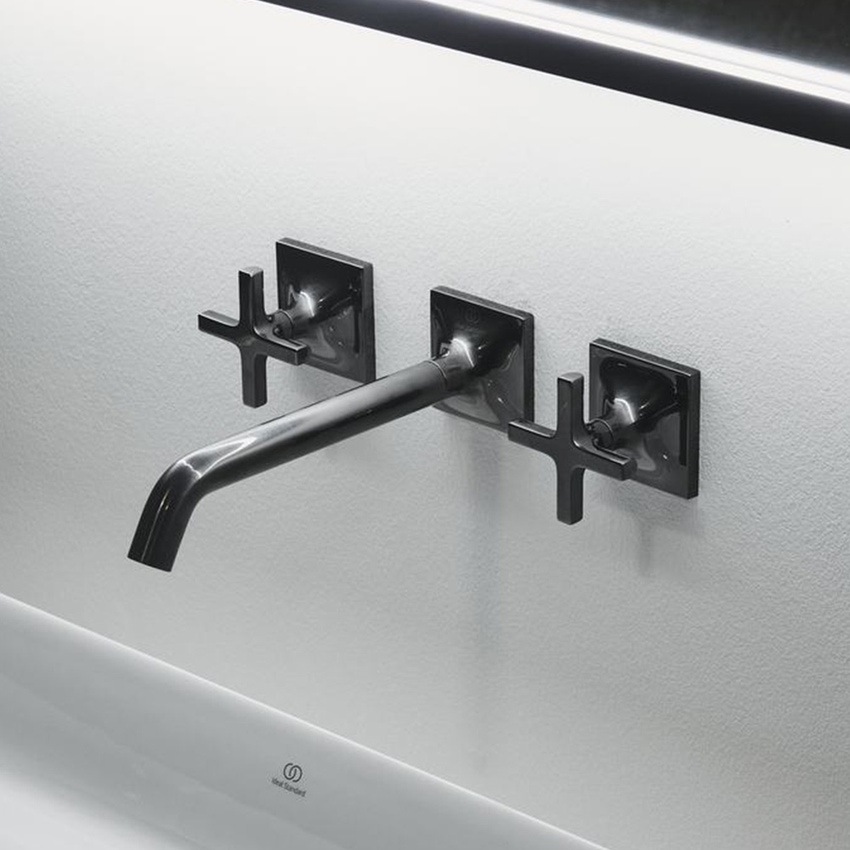 Immagine di Ideal Standard JOY NEO miscelatore a due leve per installazione a parete, con maniglia a croce, finitura magnetic grey BD153A5