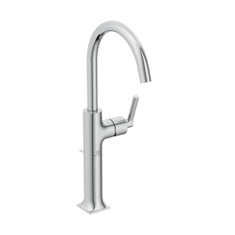 Immagine di Ideal Standard JOY NEO miscelatore monocomando da appoggio su piano, maniglia lineare laterale, con bocca girevole, con scarico, finitura cromo BD155AA