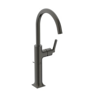 Immagine di Ideal Standard JOY NEO miscelatore monocomando da appoggio su piano, maniglia lineare laterale, con bocca girevole, con scarico, finitura magnetic grey BD155A5