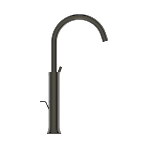 Immagine di Ideal Standard JOY NEO miscelatore monocomando da appoggio su piano, maniglia lineare laterale, con bocca girevole, con scarico, finitura magnetic grey BD155A5