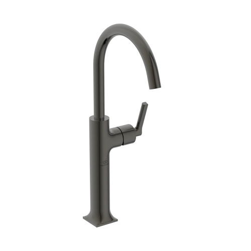 Immagine di Ideal Standard JOY NEO miscelatore monocomando da appoggio su piano, maniglia lineare laterale, con bocca girevole, senza scarico, finitura magnetic grey BD156A5
