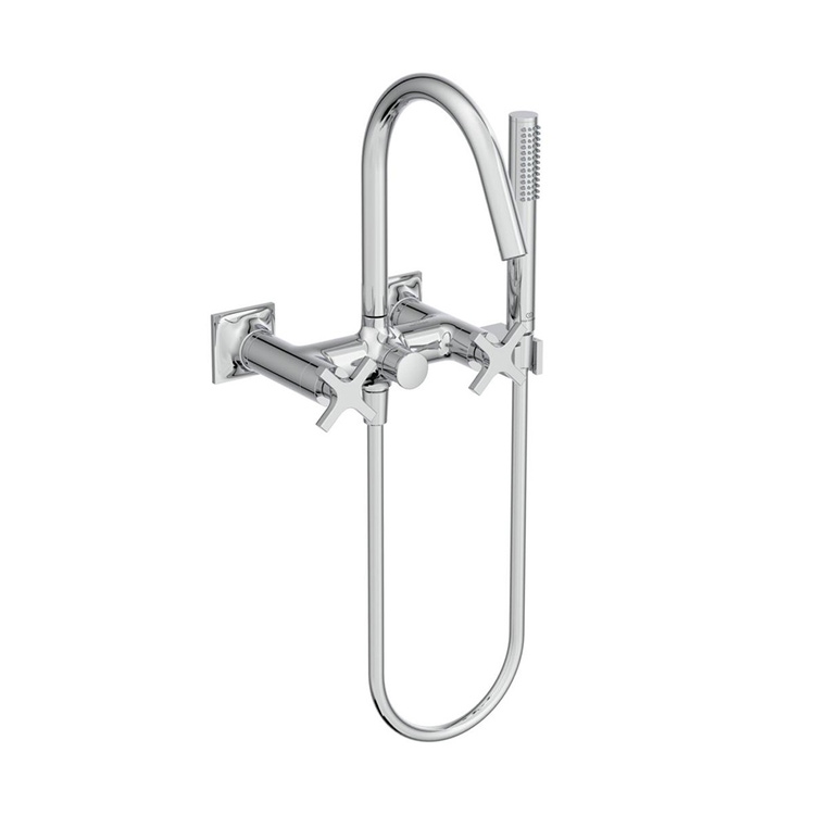 Immagine di Ideal Standard JOY NEO miscelatore meccanico esterno per vasca o doccia, a due leve, maniglia a croce, finitura cromo BD162AA