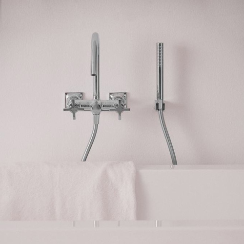 Immagine di Ideal Standard JOY NEO miscelatore meccanico esterno per vasca o doccia, a due leve, maniglia a croce, finitura cromo BD162AA