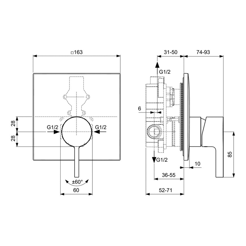 Immagine di Ideal Standard JOY NEO miscelatore per doccia, ad incasso, senza corpo incasso, finitura cromo BD446AA