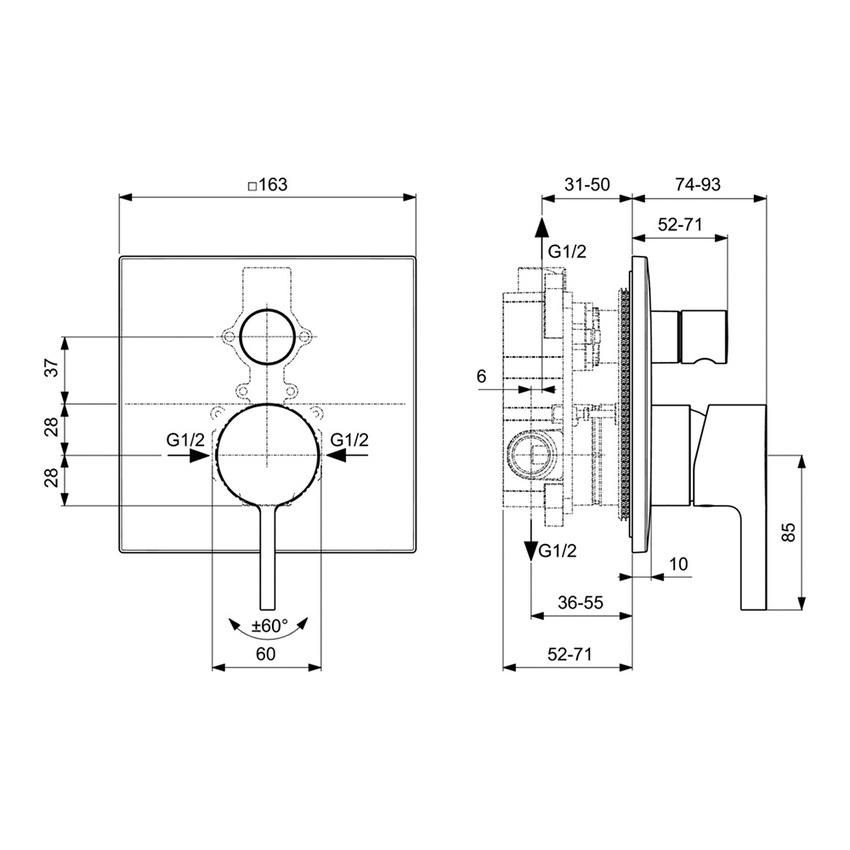 Immagine di Ideal Standard JOY NEO miscelatore per vasca o doccia, ad incasso, senza corpo incasso, finitura cromo BD447AA