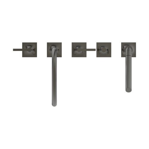 Immagine di Ideal Standard JOY NEO gruppo bordo vasca a 5 fori, con bocca di erogazione, due leve lineari, deviatore e doccetta, finitura magnetic grey BD165A5