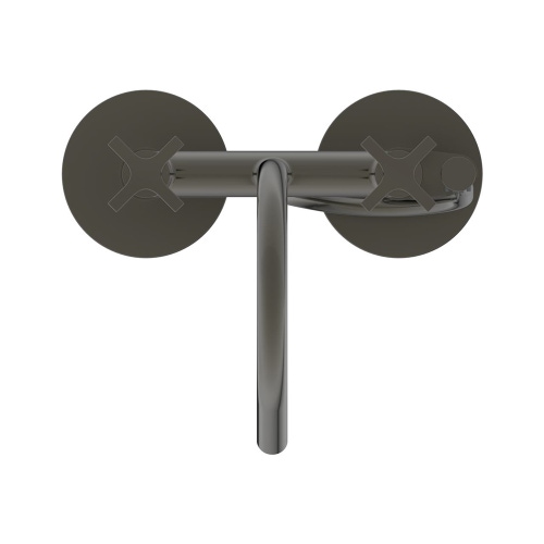 Immagine di Ideal Standard JOY NEO miscelatore freestanding per vasca, con bocca di erogazione, due leve a croce, deviatore e doccetta, corpo incasso incluso, finitura magnetic grey BD168A5