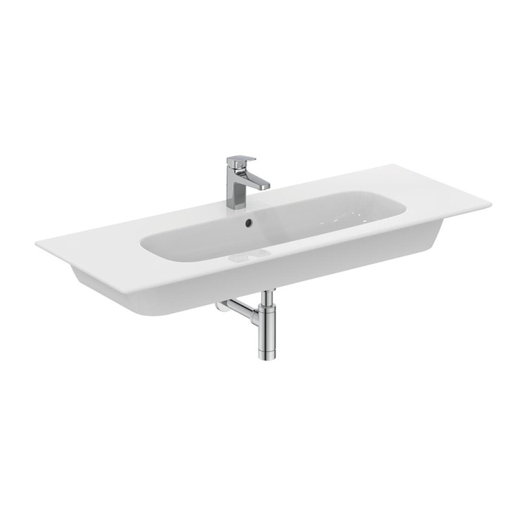 Immagine di Ideal Standard I.LIFE A lavabo top L.124 cm, monoforo, con troppopieno, colore bianco finitura lucido T462201