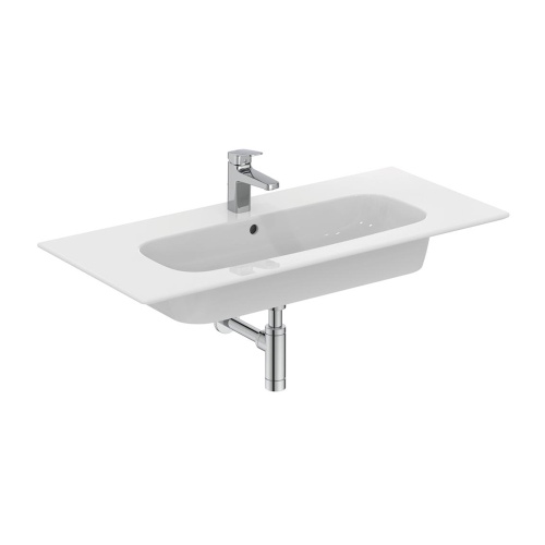 Immagine di Ideal Standard I.LIFE A set con mobile sottolavabo L.100 cm, 2 cassetti, colo bianco finitura opaco e lavabo L.84 cm con foro rubinetteria e troppopieno, colore bianco finitura opaco T5257DU+T462101