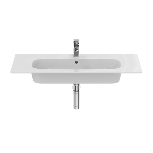 Immagine di Ideal Standard I.LIFE A set con mobile sottolavabo L.100 cm, 2 cassetti, colo bianco finitura opaco e lavabo L.84 cm con foro rubinetteria e troppopieno, colore bianco finitura opaco T5257DU+T462101