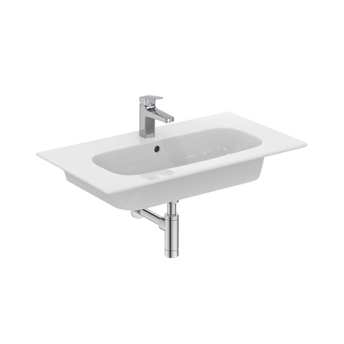 Immagine di Ideal Standard I.LIFE A set con mobile sottolavabo L.80 cm, 2 cassetti, colo bianco finitura opaco e lavabo L.84 cm con foro rubinetteria e troppopieno, colore bianco finitura opaco T5256DU+T462001