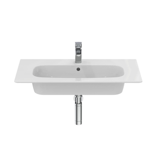 Immagine di Ideal Standard I.LIFE A set con mobile sottolavabo L.80 cm, 2 cassetti, colo bianco finitura opaco e lavabo L.84 cm con foro rubinetteria e troppopieno, colore bianco finitura opaco T5256DU+T462001