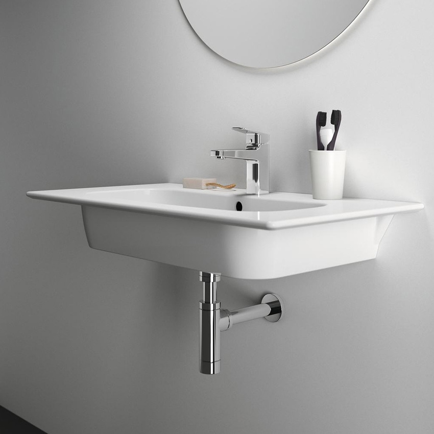 Immagine di Ideal Standard I.LIFE A lavabo top L.64 cm, monoforo, con troppopieno, colore bianco finitura lucido T461901
