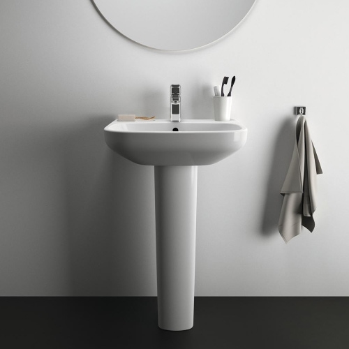 Immagine di Ideal Standard I.LIFE A lavabo sospeso o da appoggio L.65 cm, monoforo, con troppopieno, colore bianco finitura lucido T451001