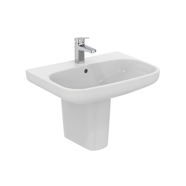 Ideal Standard I.LIFE A lavabo sospeso o da appoggio L.65 cm, monoforo, con troppopieno, colore bianco finitura lucido T451001