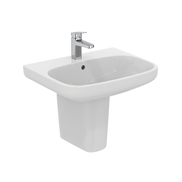 Ideal Standard I.LIFE A lavabo sospeso o da appoggio L.60 cm, monoforo, con troppopieno, colore bianco finitura lucido T451101