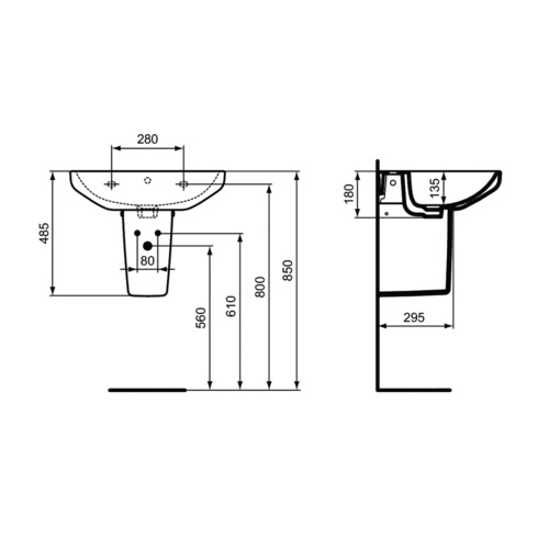Immagine di Ideal Standard I.LIFE A semicolonna sottolavabo, colore bianco finitura lucido T451901