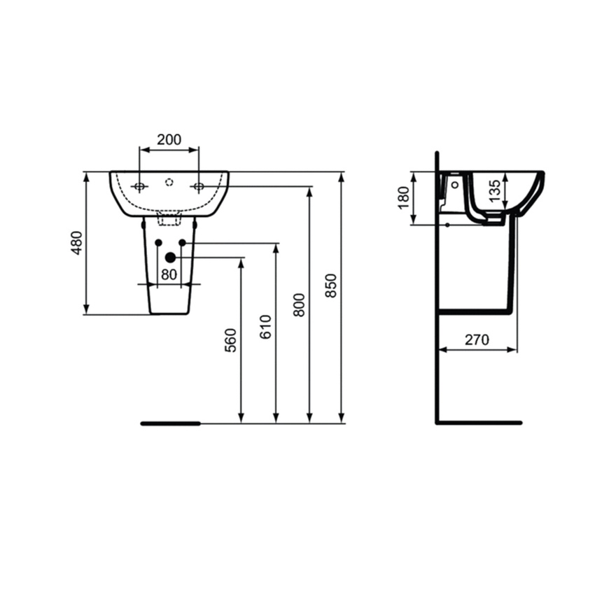 Immagine di Ideal Standard I.LIFE A semicolonna per lavamani, colore bianco finitura lucido T452101