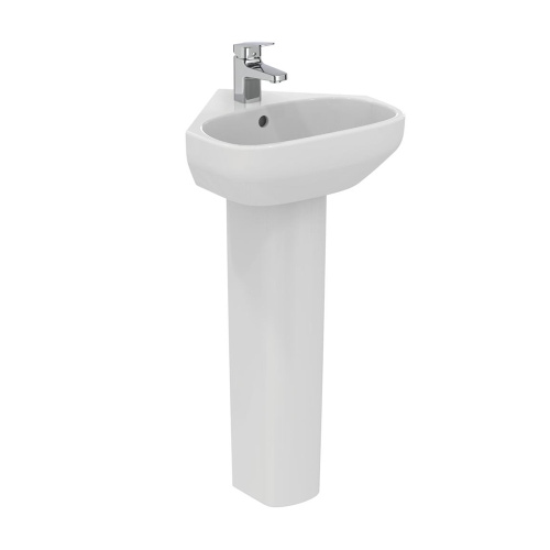 Immagine di Ideal Standard I.LIFE A lavamani angolare L.45 cm, monoforo, con troppopieno, colore bianco finitura lucido T451601