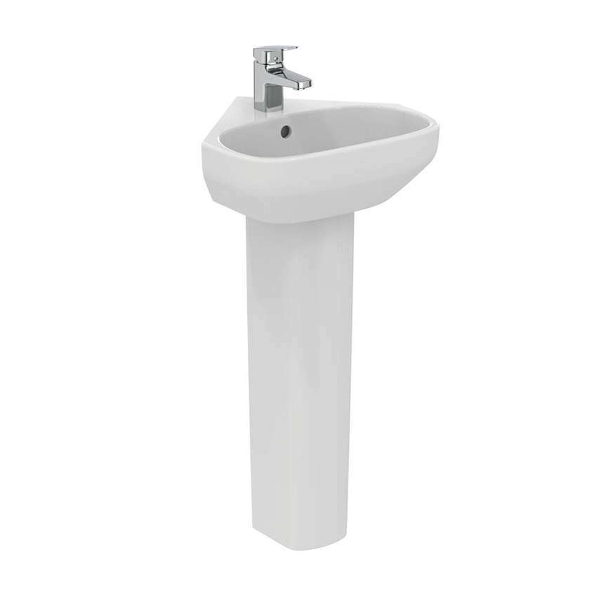 Immagine di Ideal Standard I.LIFE A lavamani angolare L.45 cm, monoforo, con troppopieno, colore bianco finitura lucido T451601