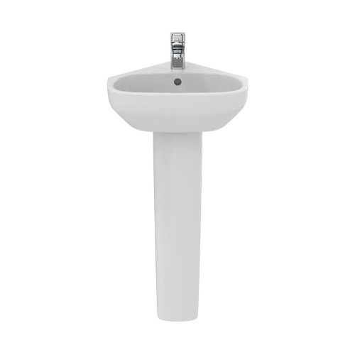 Immagine di Ideal Standard I.LIFE A lavamani angolare L.45 cm, monoforo, con troppopieno, colore bianco finitura lucido T451601