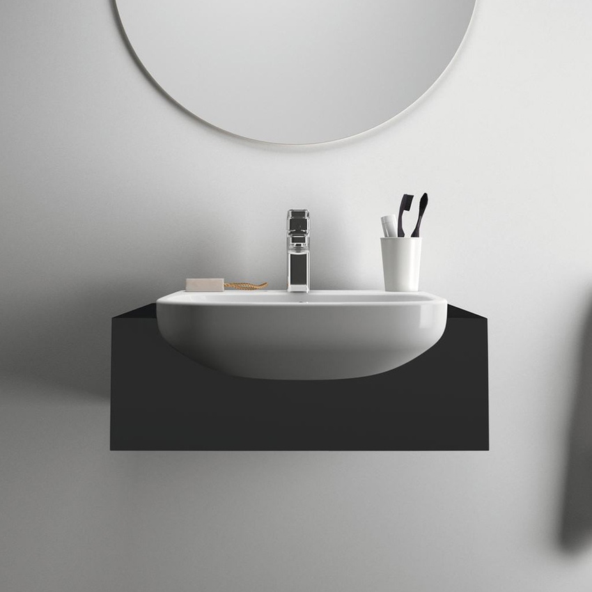 Immagine di Ideal Standard I.LIFE A lavabo da semincasso L.50 cm, monoforo, con troppopieno, colore bianco finitura lucido T451701