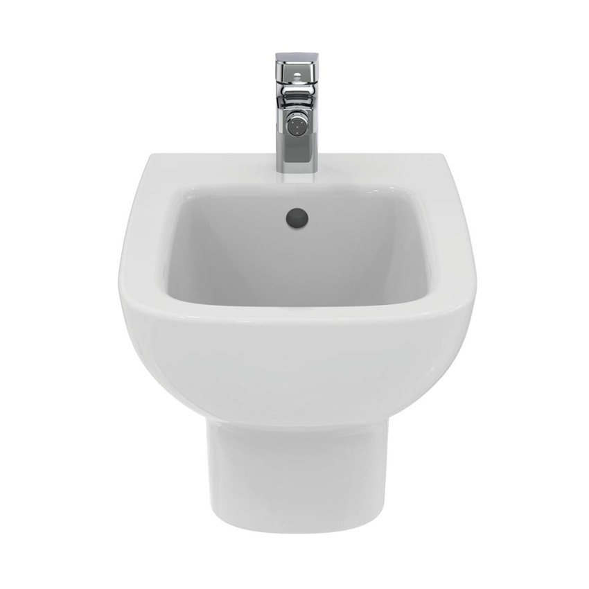 Immagine di Ideal Standard I.LIFE A set sanitari sospesi, vaso RimLS+ con sedile a chiusura rallentata, bidet monoforo con troppopieno, colore bianco finitura lucido T452301-T452401-T453101