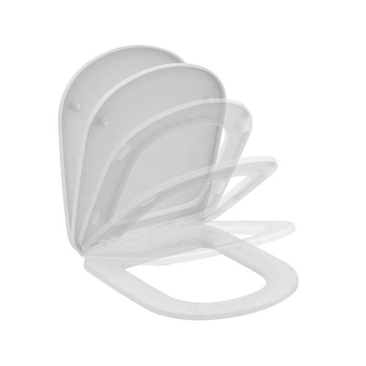 Immagine di Ideal Standard I.LIFE A sedile per vasi a terra staccati da parete, cerniera in metallo, con discesa rallentata, colore bianco finitura lucido T467901