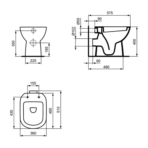 Wc a Terra Ideal Standard® i.Life A Distanziato Scarico a Pavimento Bianco  - Iperceramica