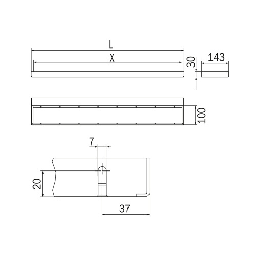 Immagine di Inda INDISSIMA barra modulare L.40 cm, finitura inox spazzolato A8883CNS
