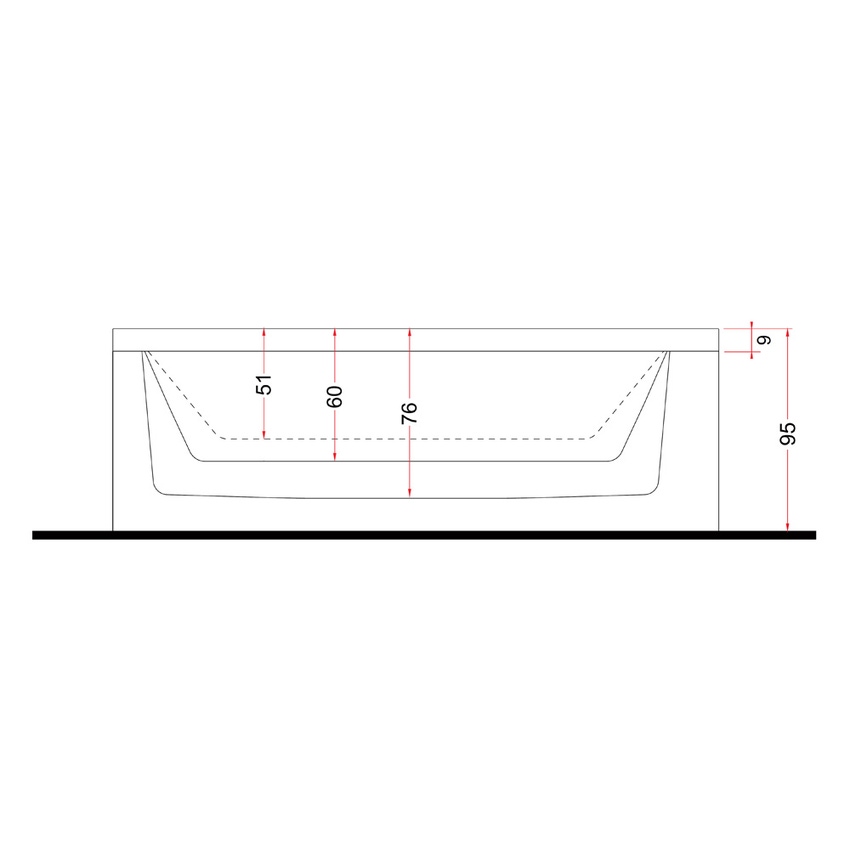 Immagine di Treesse GHOST MAYA minipiscina rettangolare L.260 P.205 H.95 cm, con idromassaggio Ghost System e comando touch V232GBN