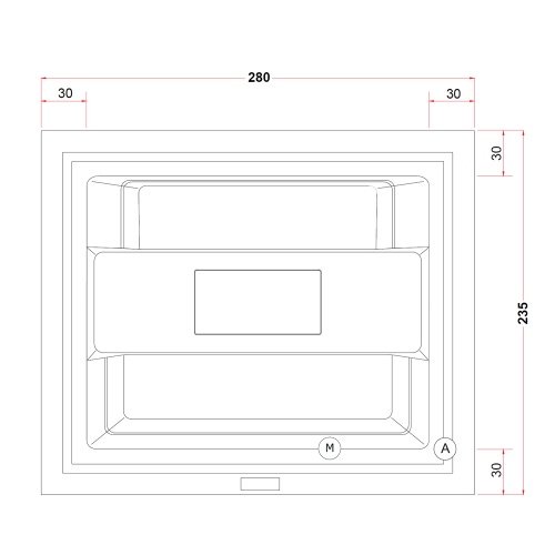 Immagine di Treesse GHOST ZEN minipiscina rettangolare L.280 P.235 H.85 cm, con idromassaggio 40 jet Ghost System e comando touch V2022BN