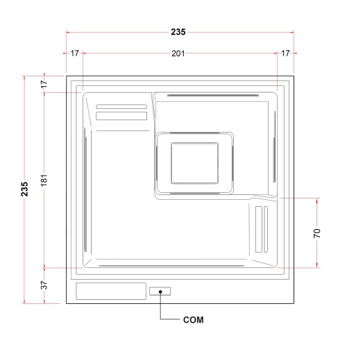 Immagine di Treesse GHOST PLUS PHANTOM PR1 minipiscina quadrata L.235 H.98 cm, con 40 getti idromassaggio e 20 getti idromassaggio plus Ghost System e comando touch V322M