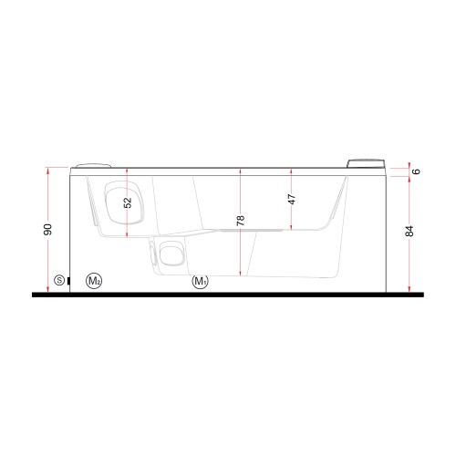 Immagine di Treesse POOL QUARZ LIGHT 235 minipiscina idromassaggio L.235 P.215 H.90 cm, con impianto digitale PQ2352BN00GR