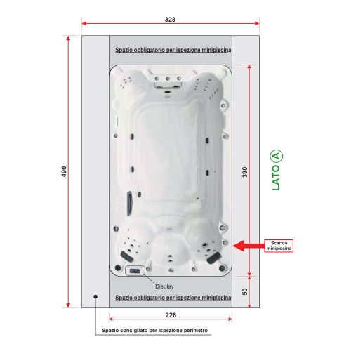 Immagine di Treesse SWIM SPA ANTIBES minipiscina idromassaggio L.390 P.228 H.137 cm, con impianto digitale e nuoto controcorrente PANT01BP