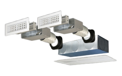 Immagine di Tecnosystemi Kit SVELTO 3 zone Ø150, plenum in lamiera, bocchette ad alette regolabili per samsung con flangia 844x185 11166912