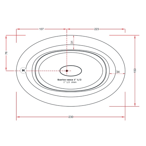 Immagine di Treesse GHOST FUSION SPA 231 minipiscina da interno ovale L.230 P.150 H.67 cm, con idromassaggio Ghost System e comando touch V864H