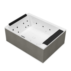 Immagine di Novellini DIVINA M SPA PLUS minipiscina idromassaggio da esterno con luci led bianche, L.190 P.140 H.75, per 2 persone, sedile e poggiatesta colore nero, vasca colore bianco finitura lucido DOM4O0-A0H