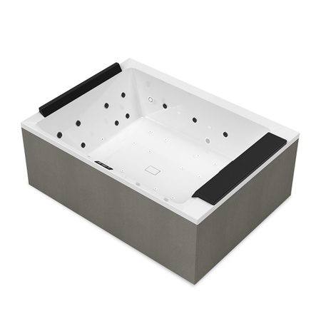 Immagine di Novellini DIVINA M SPA STANDARD minipiscina idromassaggio da esterno con luci led bianche, L.190 P.140 H.75, per 2 persone, sedile e poggiatesta colore nero, vasca colore bianco finitura lucido DOM5O0-A0H