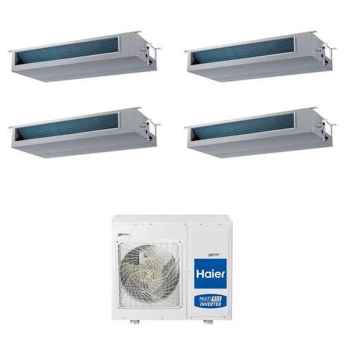 Immagine di Haier CANALIZZATO Media pressione R32 Climatizzatore canalizzabile quadri split inverter Wi-Fi | unità esterna 8.5 kW unità interne 12000+12000+12000+12000 BTU 4U85S2SR5FA+AD[35|35|35|35]S2SM3FA(H)