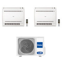 Immagine di Haier CONSOLE R32 Climatizzatore a pavimento dual split inverter Wi-Fi bianco | unità esterna 5 kW unità interne 9000+9000 BTU 2U50S2SM1FA-3+AF[25|25]S2SD1FA(H)