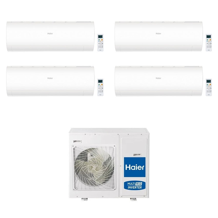 Immagine di Haier PEARL R32 Climatizzatore a parete quadri split inverter Wi-Fi bianco | unità esterna 7.5 kW unità interne 9000+9000+9000+12000 BTU 4U75S2SR5FA+AS[25|25|25|35]PBAHRA